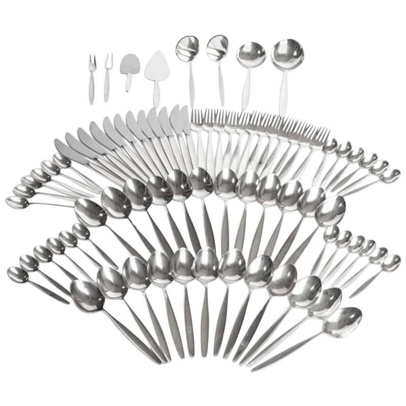 Georg Jensen Sterling Silver "Cypress". Set of 80 Pieces for 12 Persons For Sale