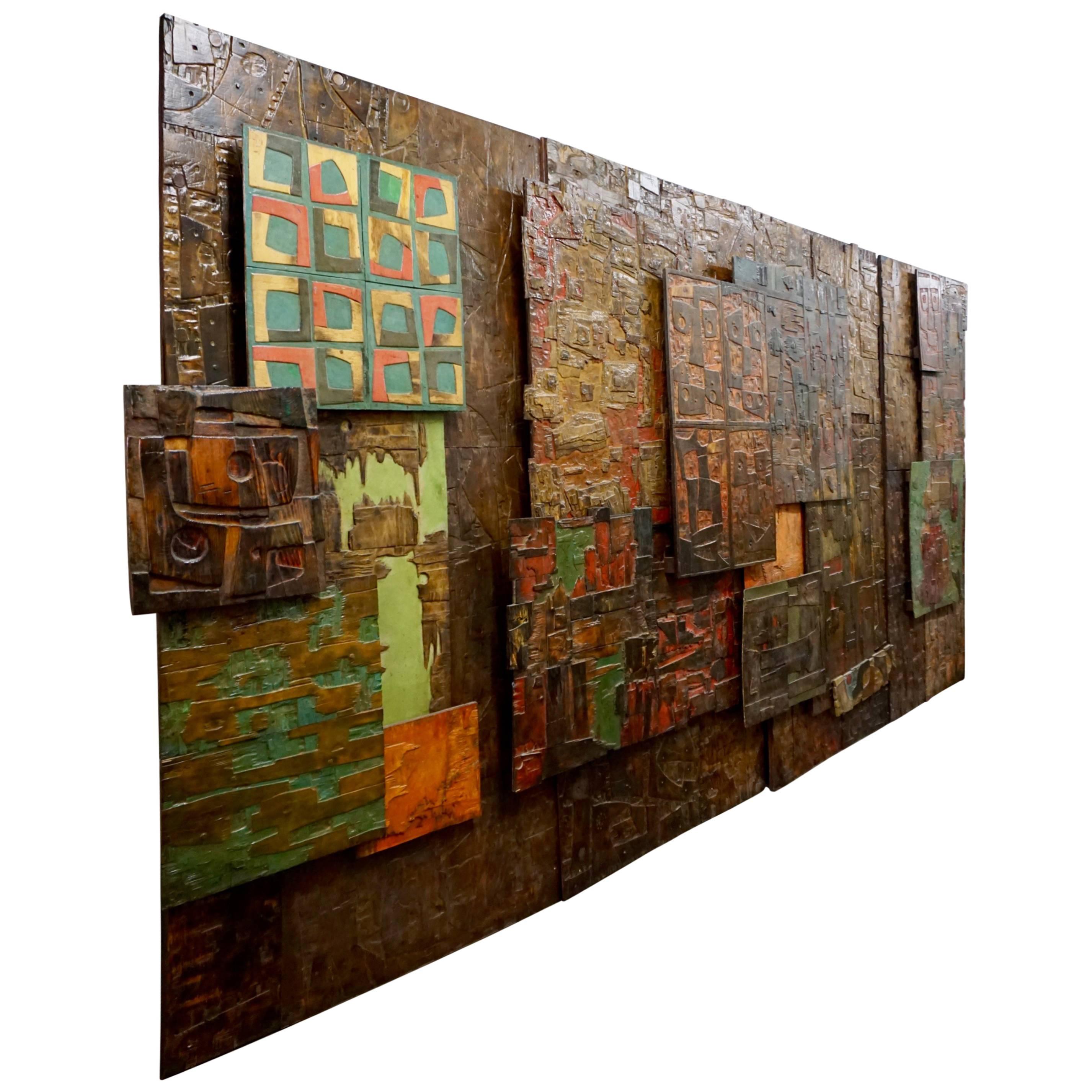 Massive Mixed-Media Abstract Composition by Ricardo Santamaria For Sale
