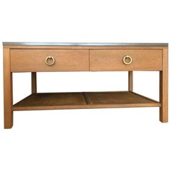 Contemporary Midcentury Inspired Handcrafted Teak Side Tables with Marble Top