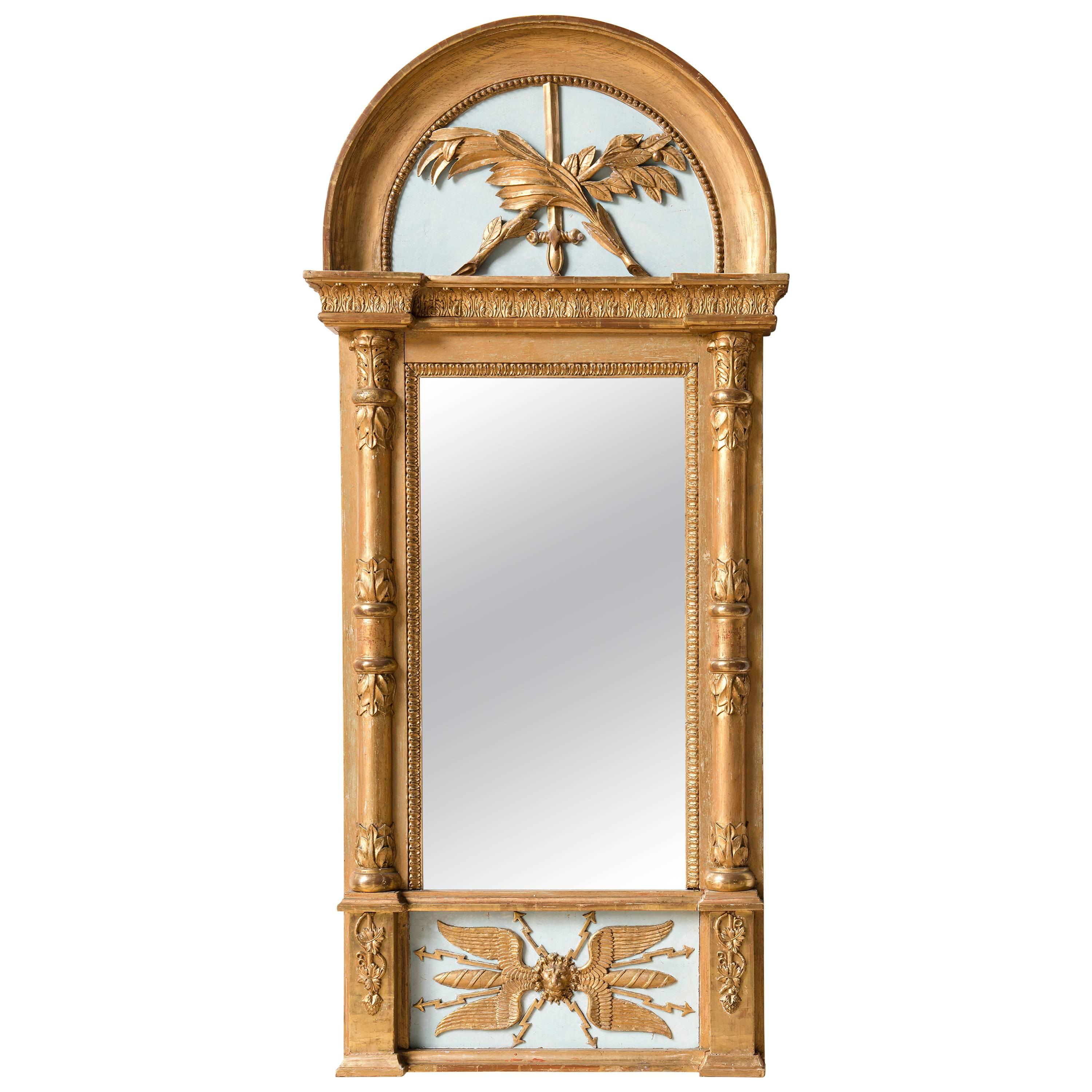 19th Century Swedish Gilded Empire Mirror For Sale