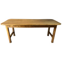 Antique Applewood Farmhouse Table with Centre Stretcher, circa 1840