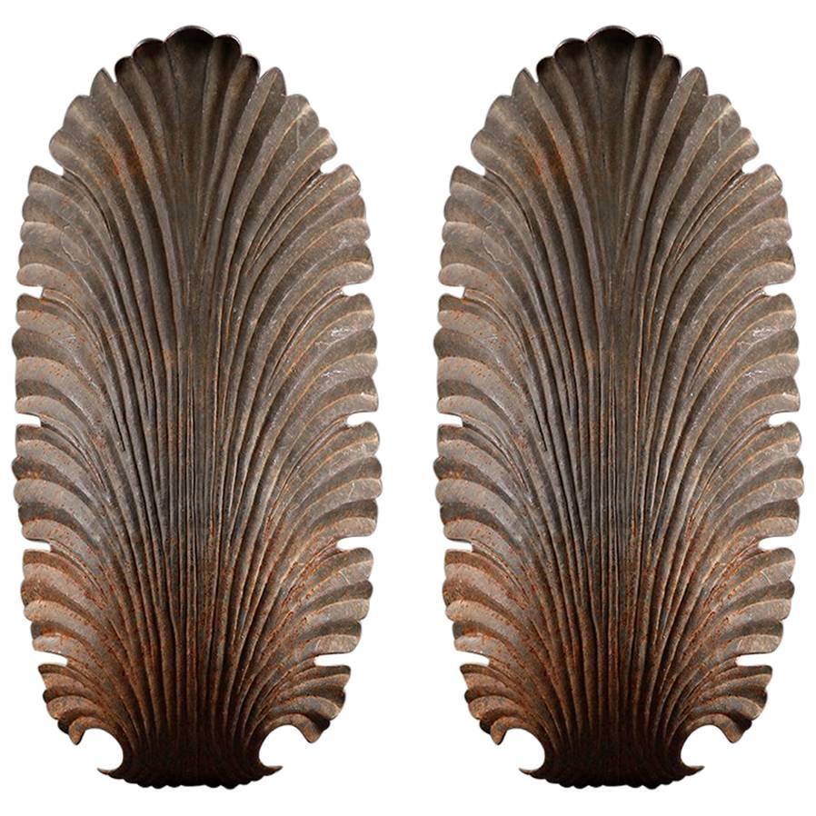 Pair of Mid-20th Century Cast Iron Scallop Shell For Sale