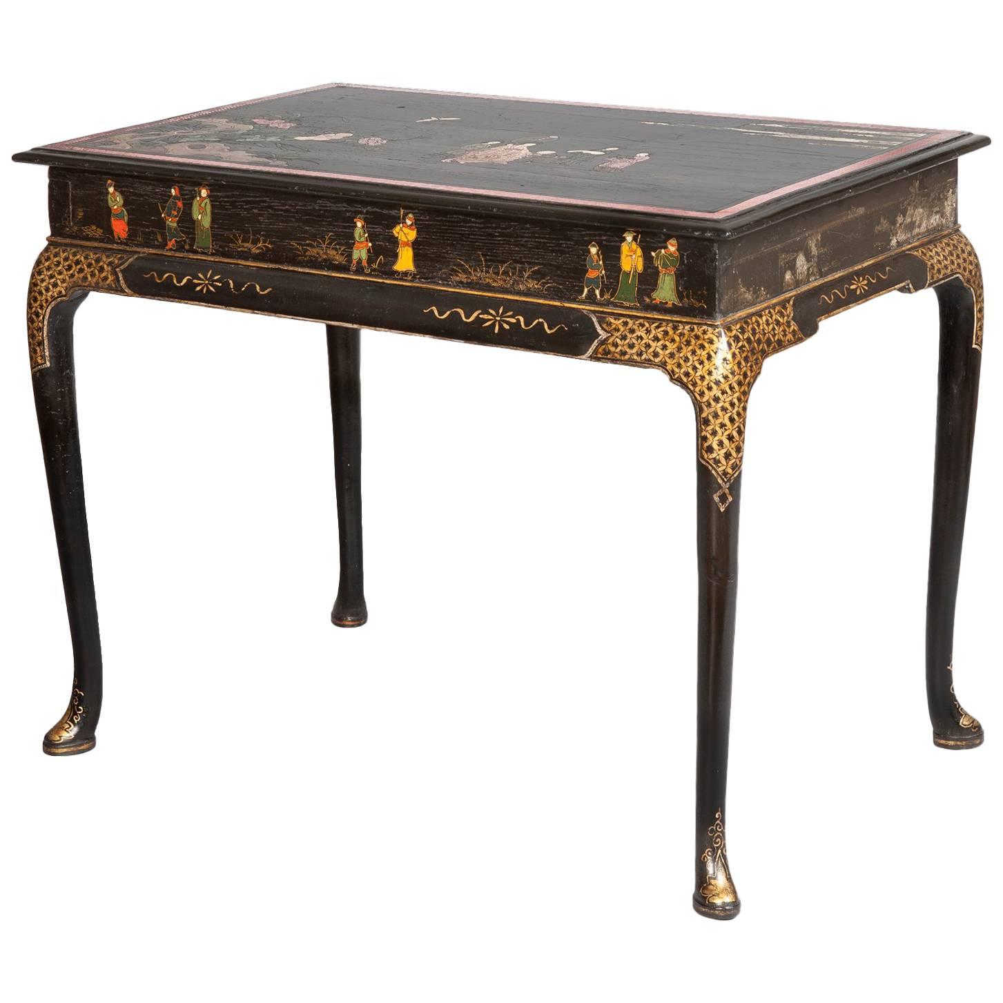 Queen Anne Black Lacquer Centre Table