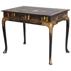 Antique Queen Anne Black Lacquer Centre Table