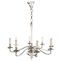 Fine Art Nouveau Silver Plated Chandelier in the Manner of Georg Jensen