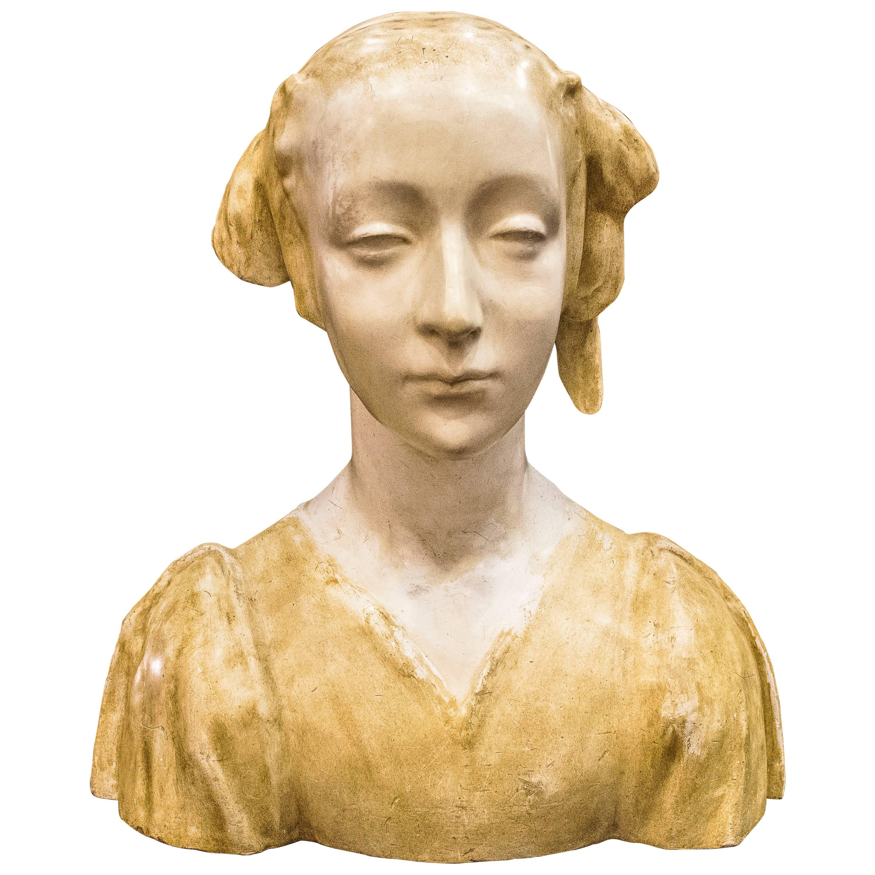 20th Century Art Nouveau Female Bust Sculpture 