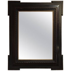 Large 19th Century Flemish Ebonized Ripple Frame Mirror