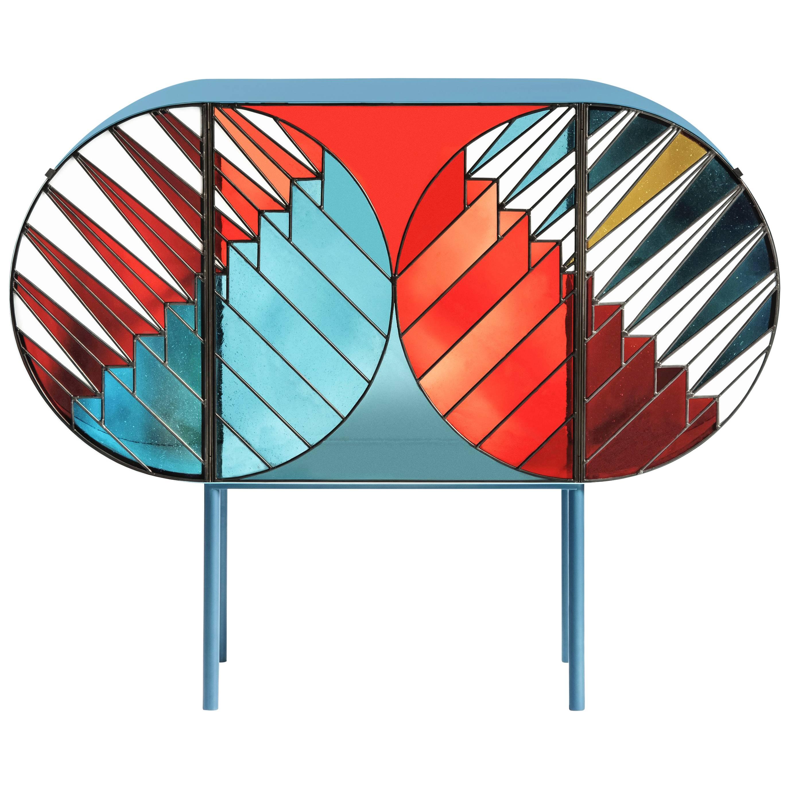 Credenza Sideboard in Stained Glass Design Patricia Urquiola & Federico Pepe For Sale