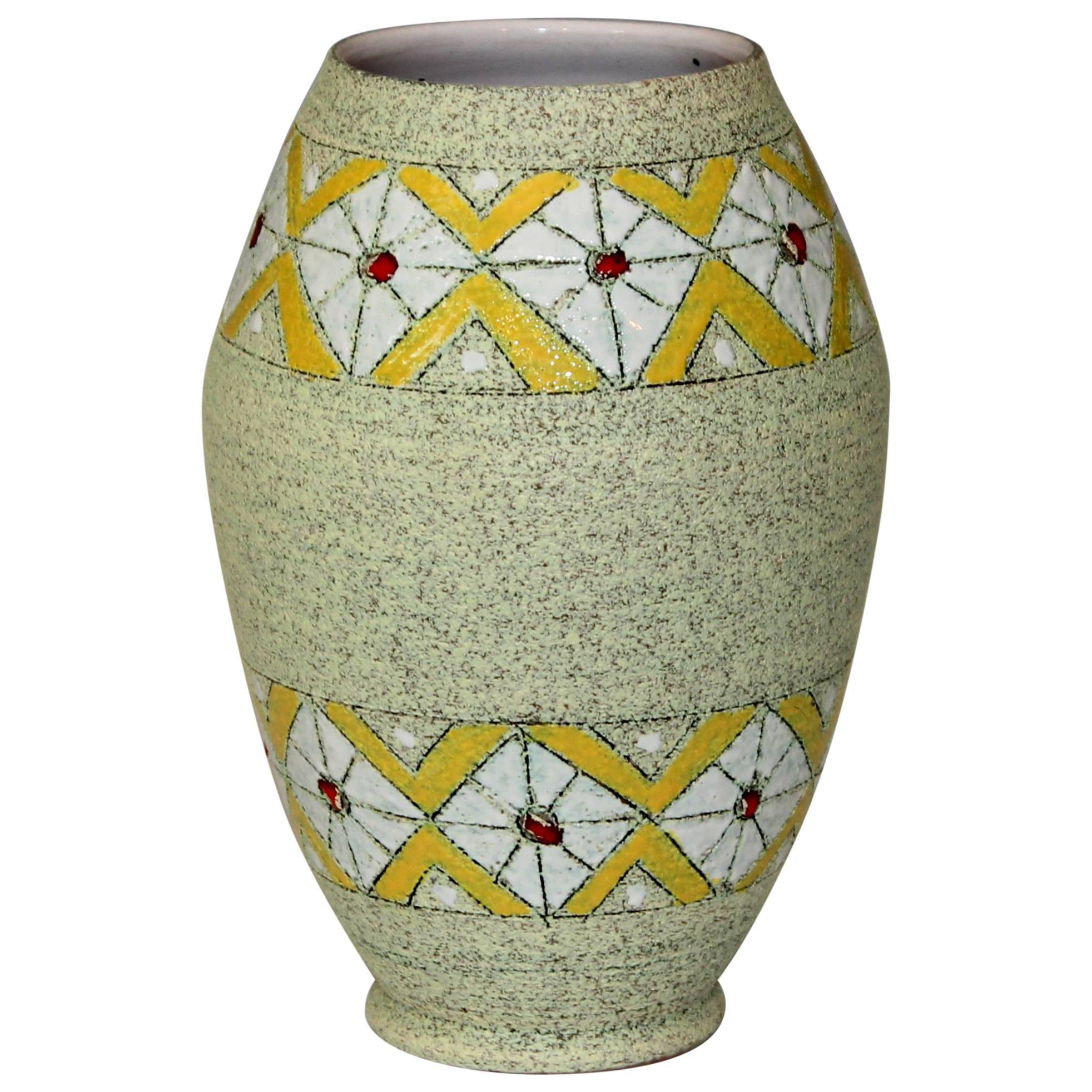 Brothers Fanciullacci Raymor Vase Diamond Band Vintage Italian Pottery Ceramic