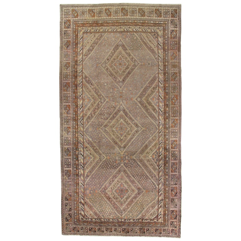 Vintage Khotan Rug, Handmade Oriental Rug, Soft Shrimp, Beige, Brown