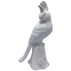 1960s Blanc de Chine Ceramic Bird Sculpture on Tree