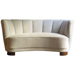Charming Light Grey Velvet Two-Seat Sofa
