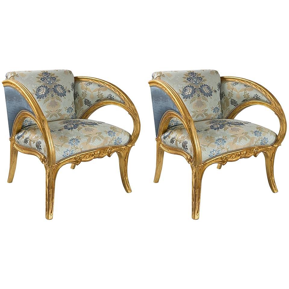 Pair of Spanish Art Nouveau Armchairs by Joan Busquets