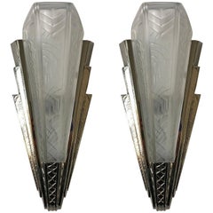 Antique Pair of French Art Deco Wall Sconce Signed by P. Maynadier