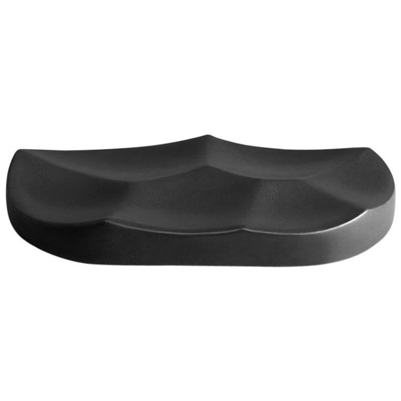 Carved Pill Bowl / Vessel in Contemporary 3D Printed Matte Black Porcelain For Sale