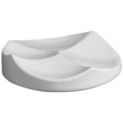 Carved Circle Bowl / Vessel in Contemporary 3D Printed Gloss White Porcelain