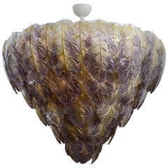 Huge Italian Purple and Gold Glass Pendant