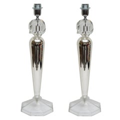 Pair of Italian Crystal and eglomized Glass Table Lamps