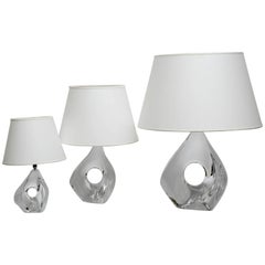 Rare Set of Three Lamps by Daum