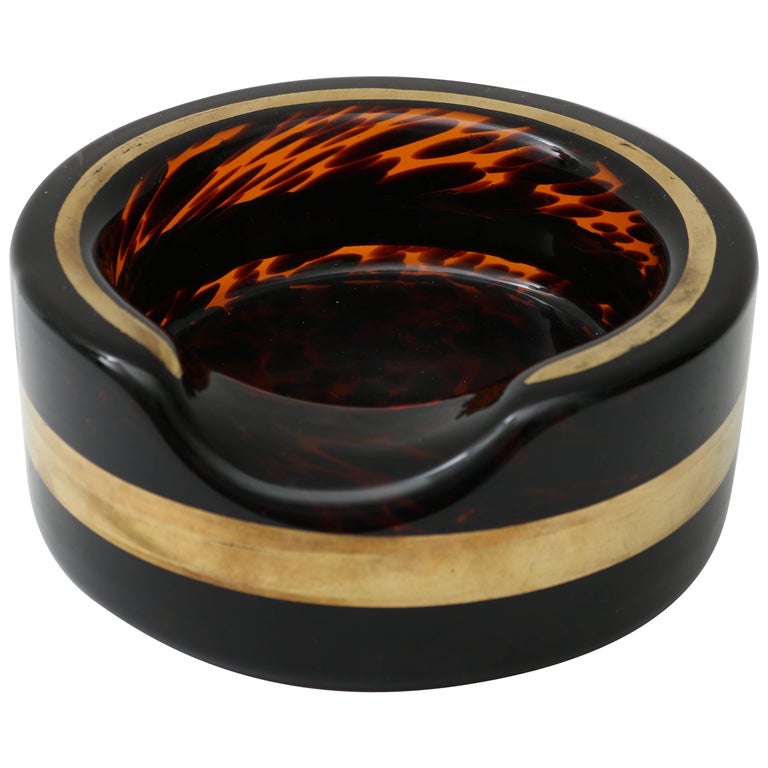 Tortoise and Gold, Murano Glass Cigar Ashtray at 1stDibs