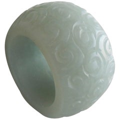 Antique 19th Century Chinese Carved Jade Archer's 'Thumb' Ring