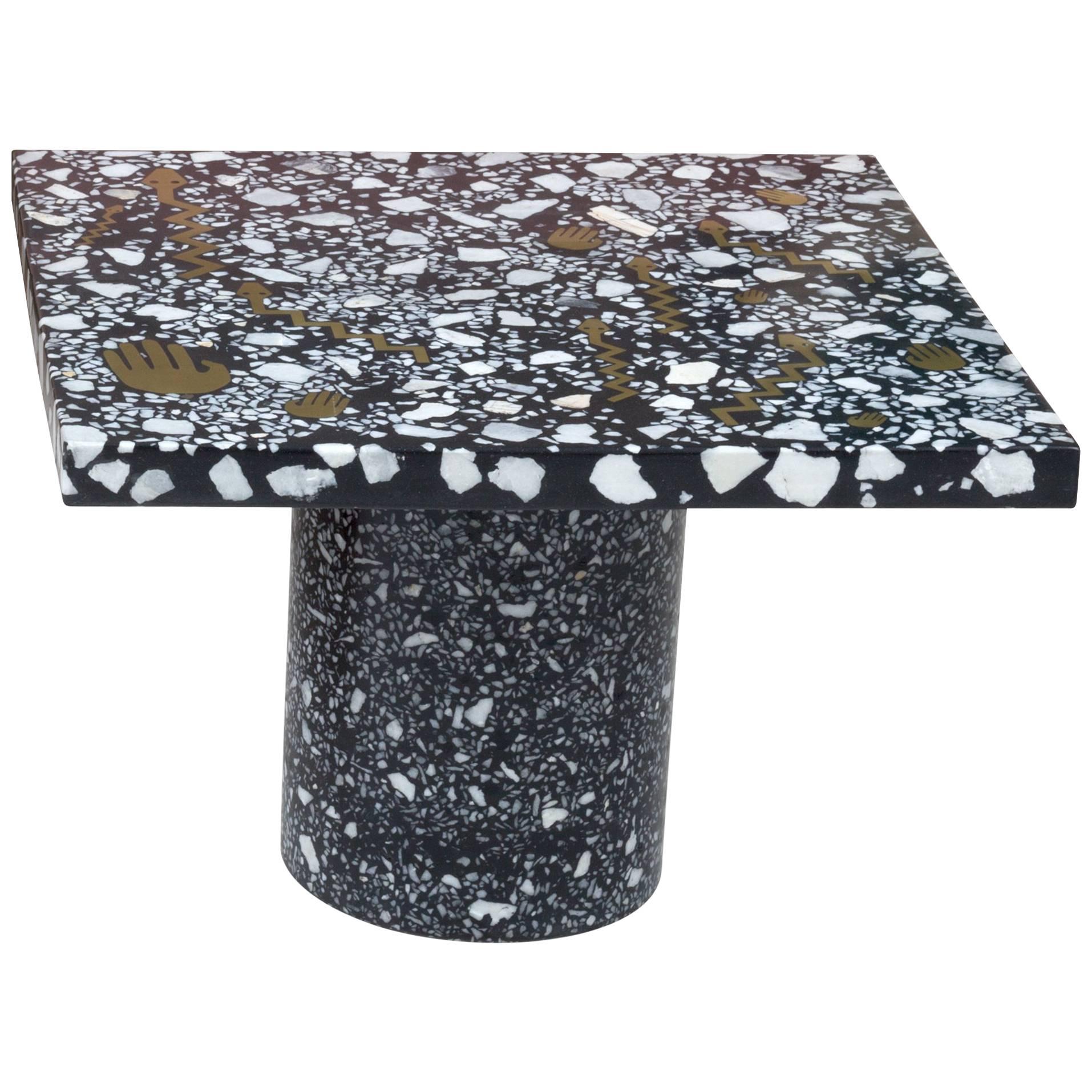 Fertility Coffee Table End Side in Terrazzo with inlaid brass by Carly Jo Morgan