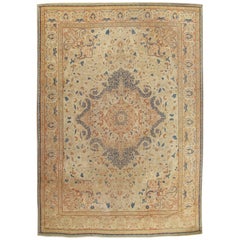 Antique Tabriz Carpet, Hadji Jalili Persian Floral Soft, Beige Light and Taupe