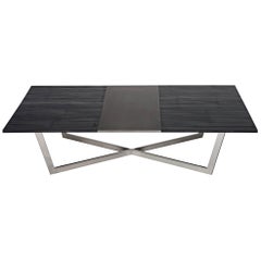 Madison Coffee Table, Polished Stainless Steel and Bamboo by Aguirre Design