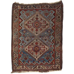 Antique Gashghai Rug, Handmade Light Blue, circa 1890