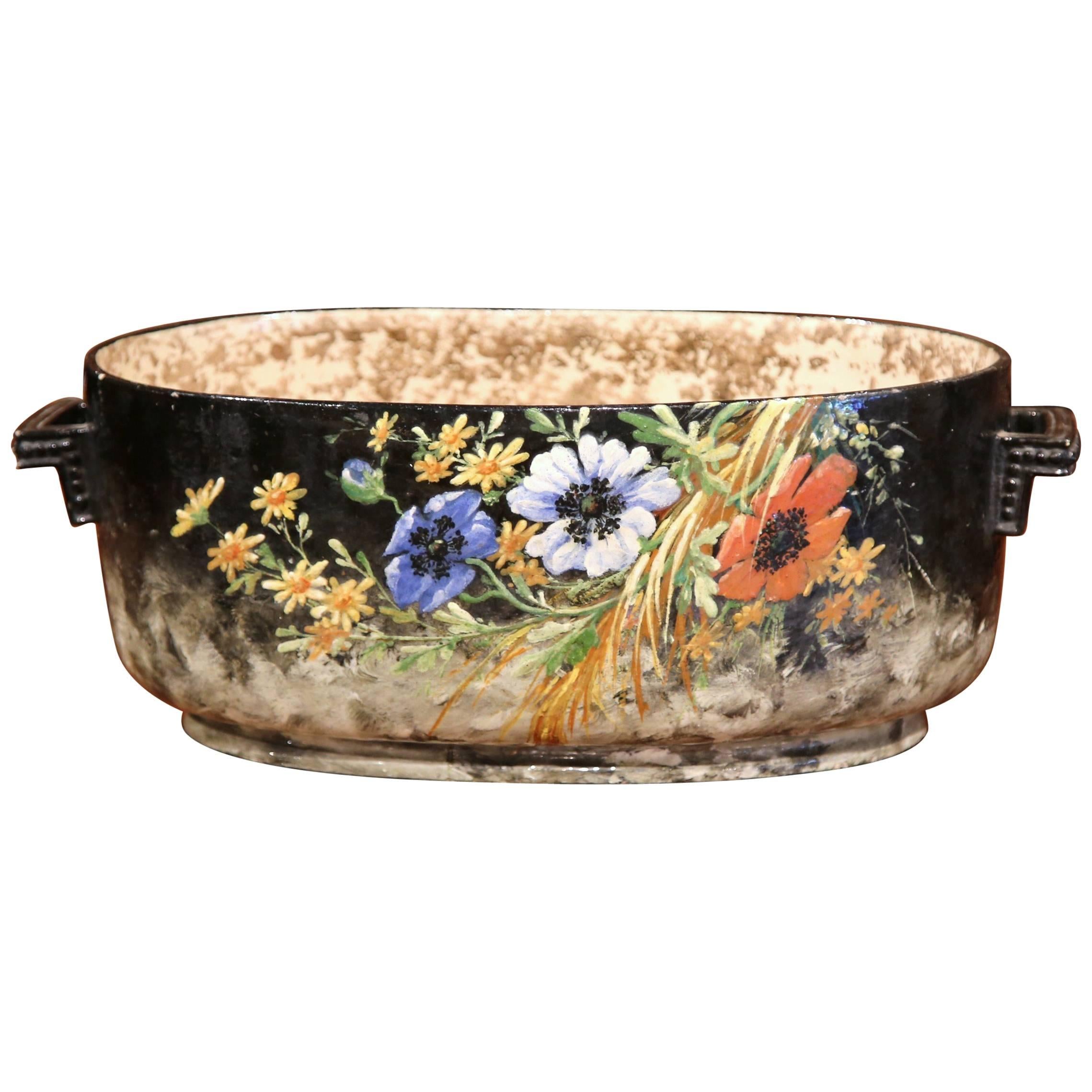 Early 20th Century, French, Hand-painted Jardinière from Montigny-sur-Loing