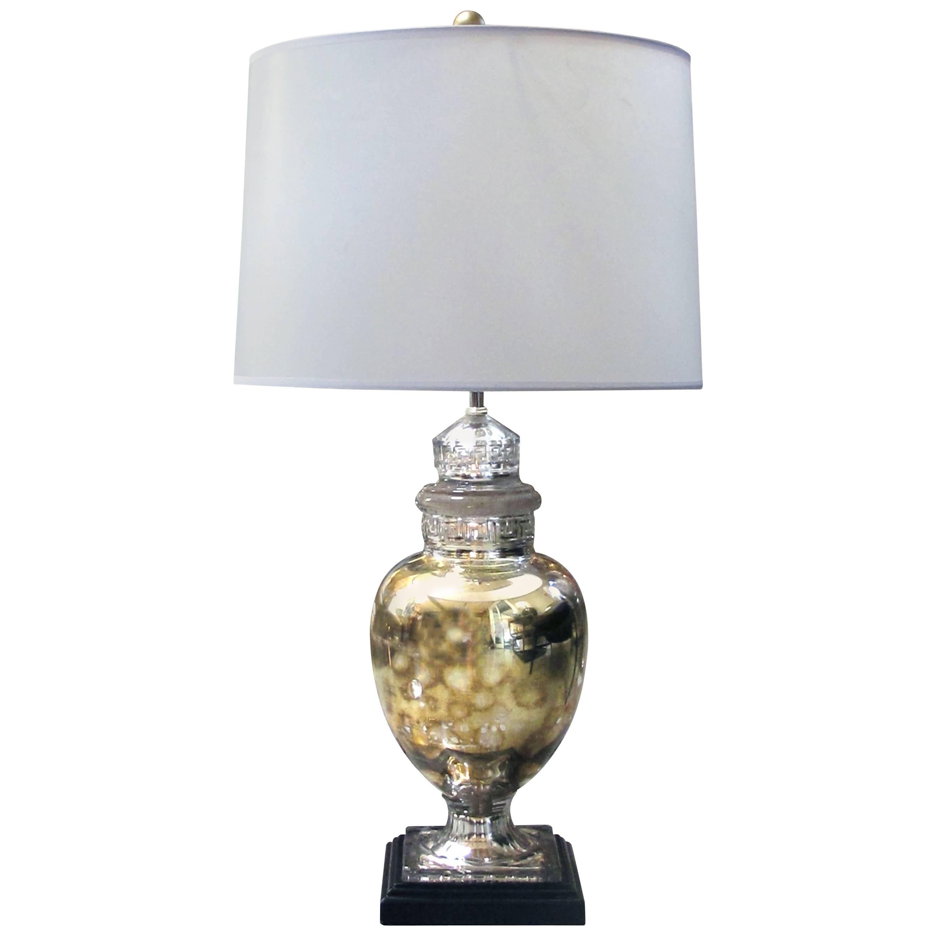 Shimmering American 1940s Mercury-Mirror Apothecary Jar Now Mounted as a Lamp