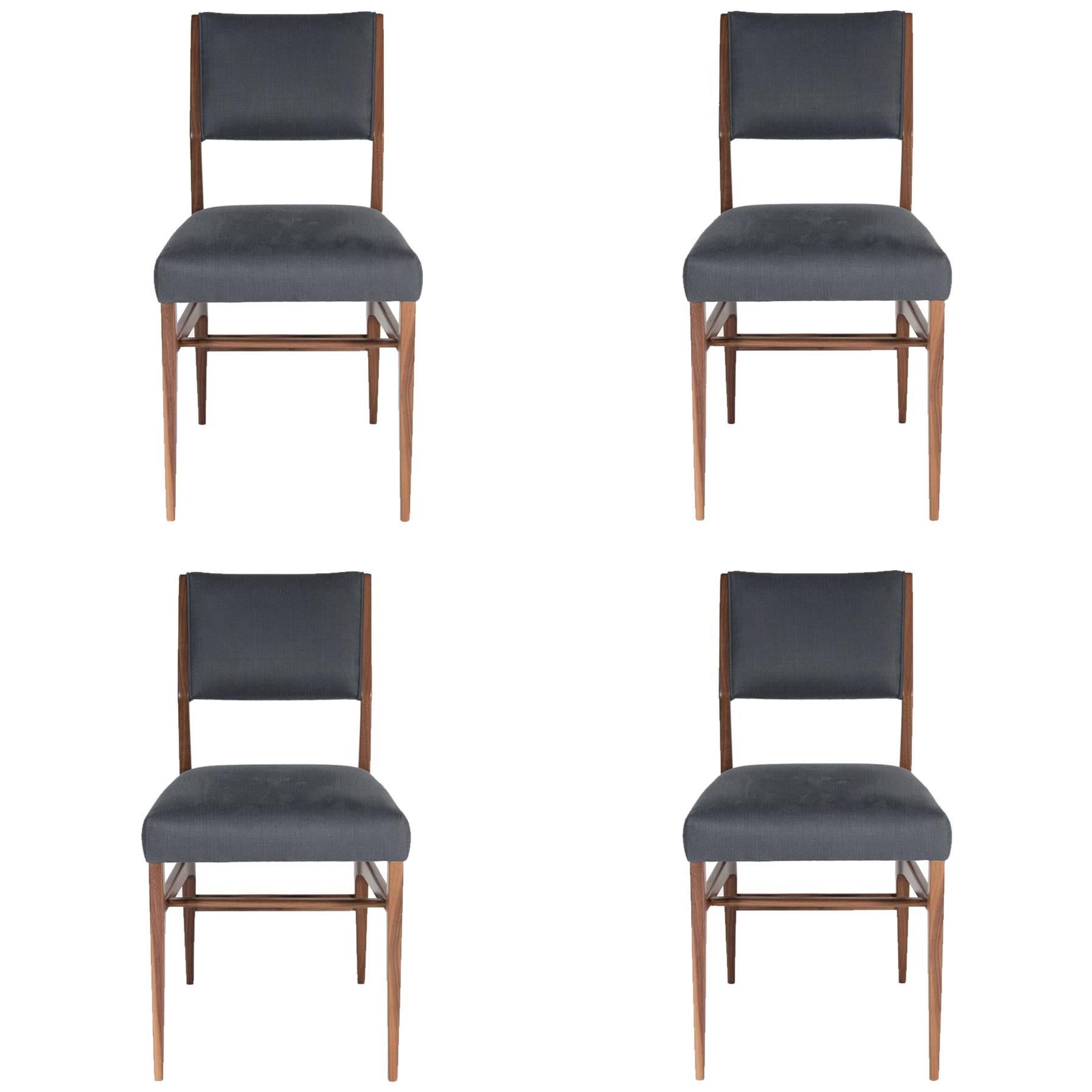 Set of Four Maze Walnut Dining Chairs For Sale