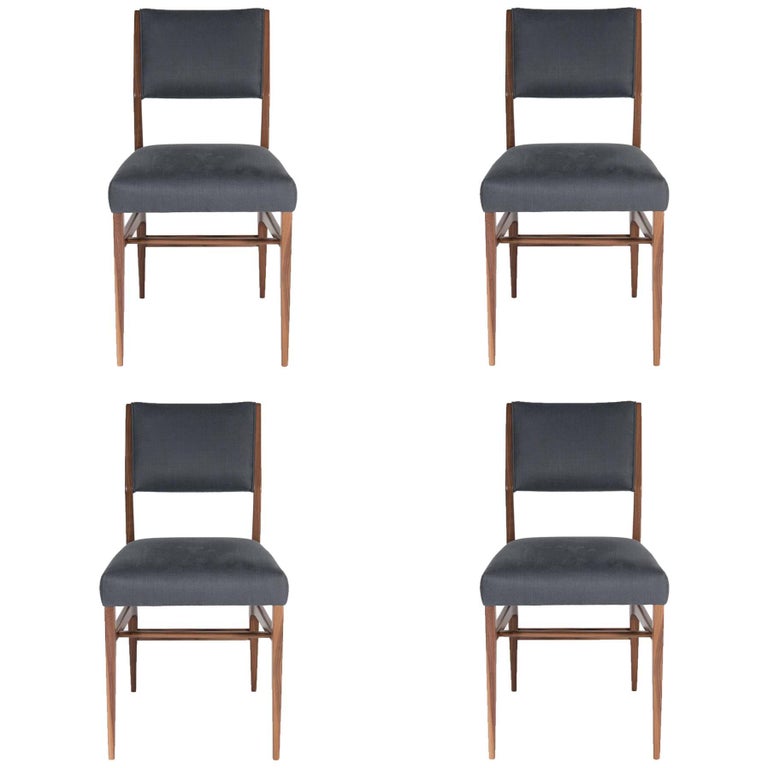 8 Vintage Walnut Johnson Chair Co. Chicago Dining Chairs Set For Sale