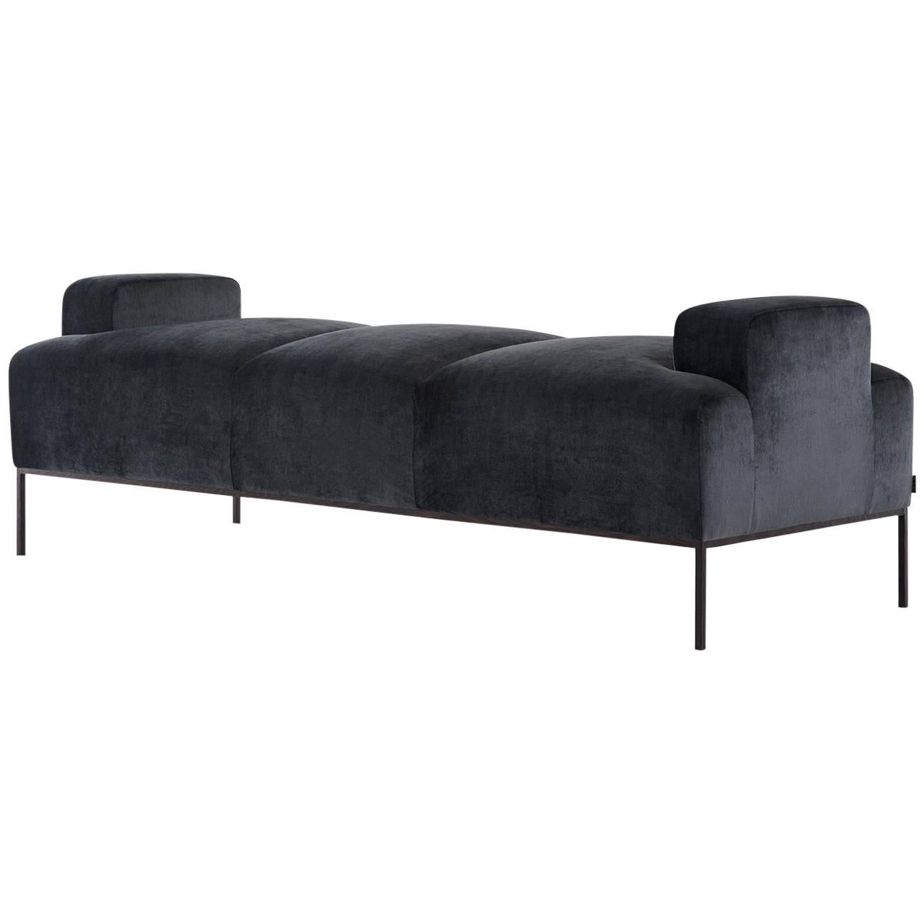 Stiletto Bench Channeling tufted wood base oak maple walnut wenge grey velvet