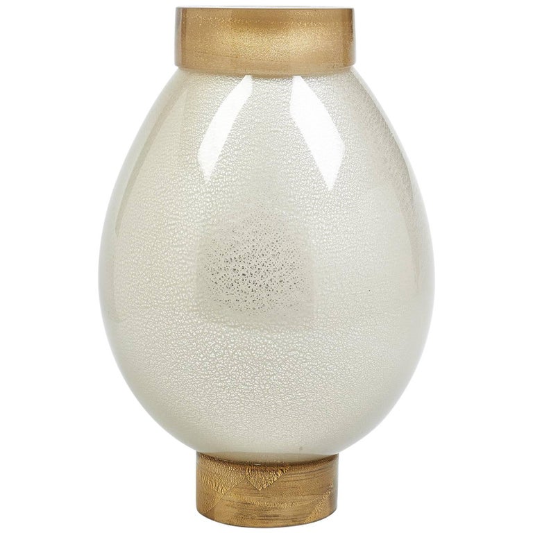 Exquisite Blown Glass Vase with Gold Leaf, Italy For Sale at 1stDibs