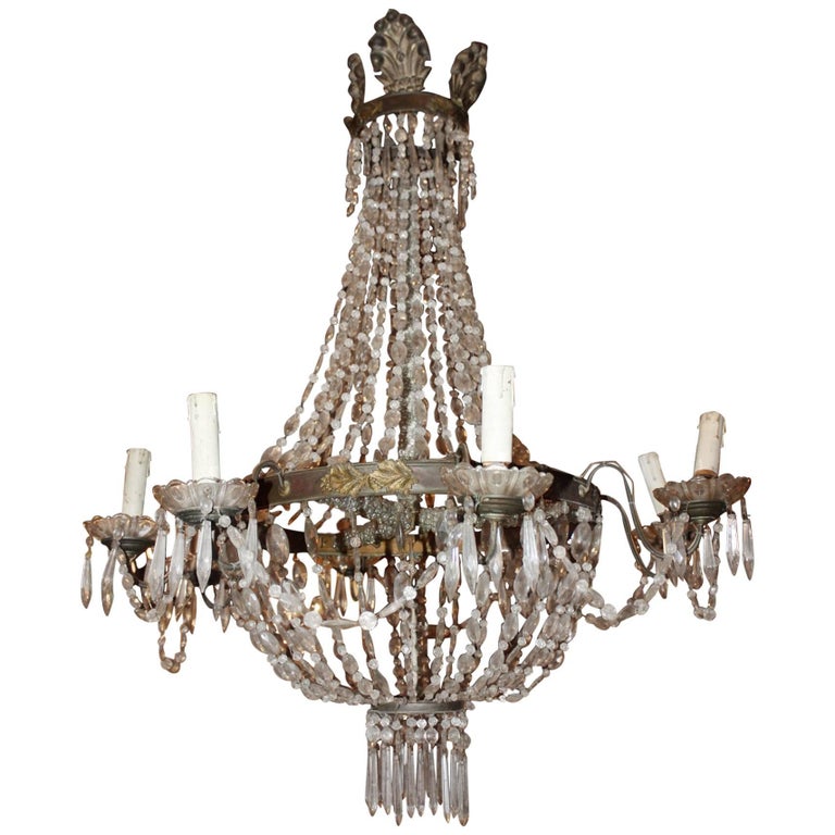 19th Century Crystal Empire Chandelier 1