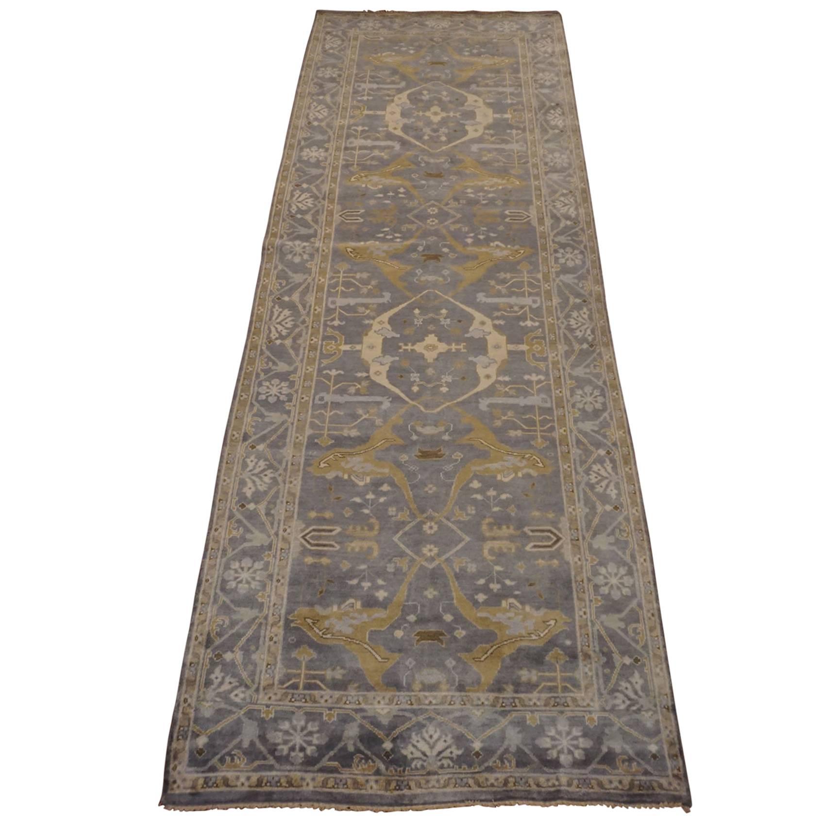 Turkish Style Wide Oushak Gallery Runner For Sale