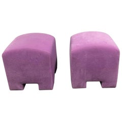 Pair of Gulassa & Co. Pink Velvet Ottoman Stools