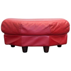 Used Rolf Benz Designer Leather Foot Stool Couch Red Leather Modern