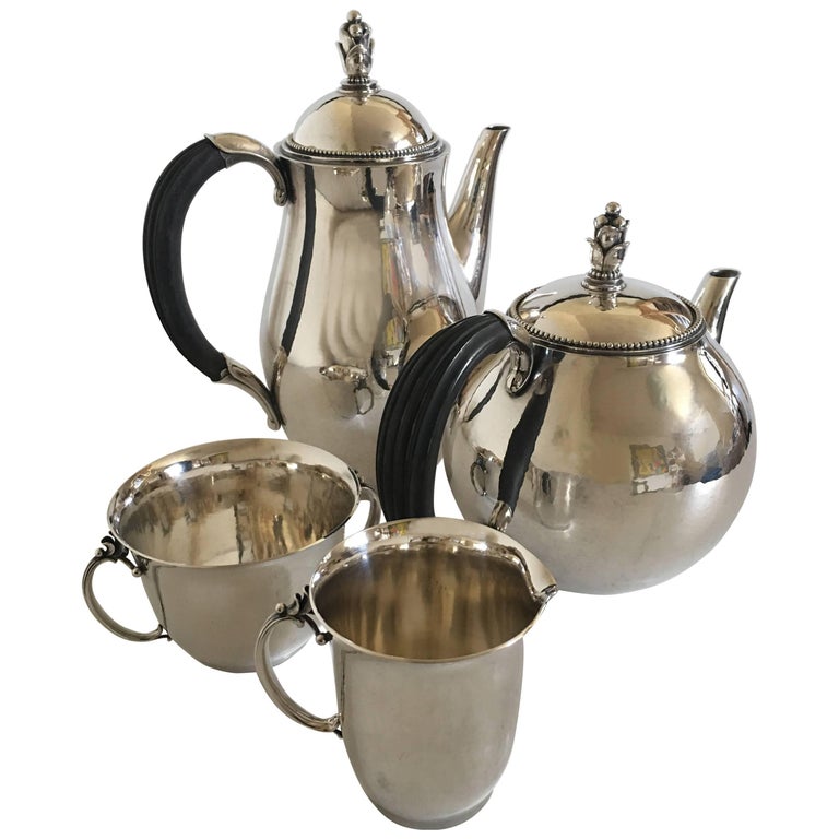 Georg Jensen Sterling Silver Coffee and Tea Set No. 456 For Sale