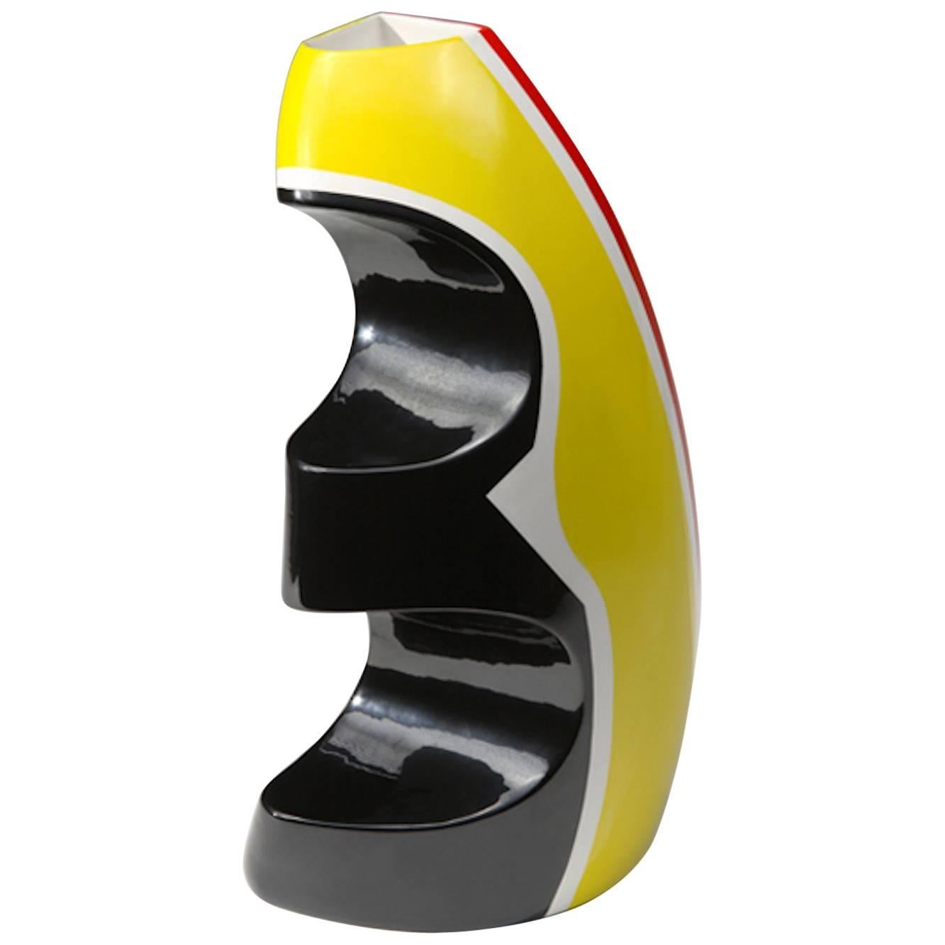 Italian Ceramic Vase Yellow Model by George Sowden for Superego Editions For Sale