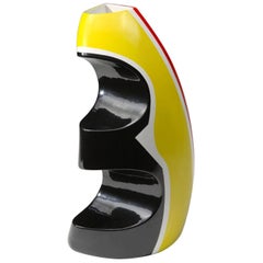 Vase en céramique italienne jaune modèle de George Sowden pour Superego Editions