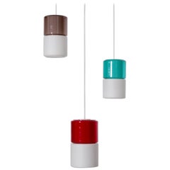 Set of Three Scandinavian Glass Pendant Lamps, 1960s