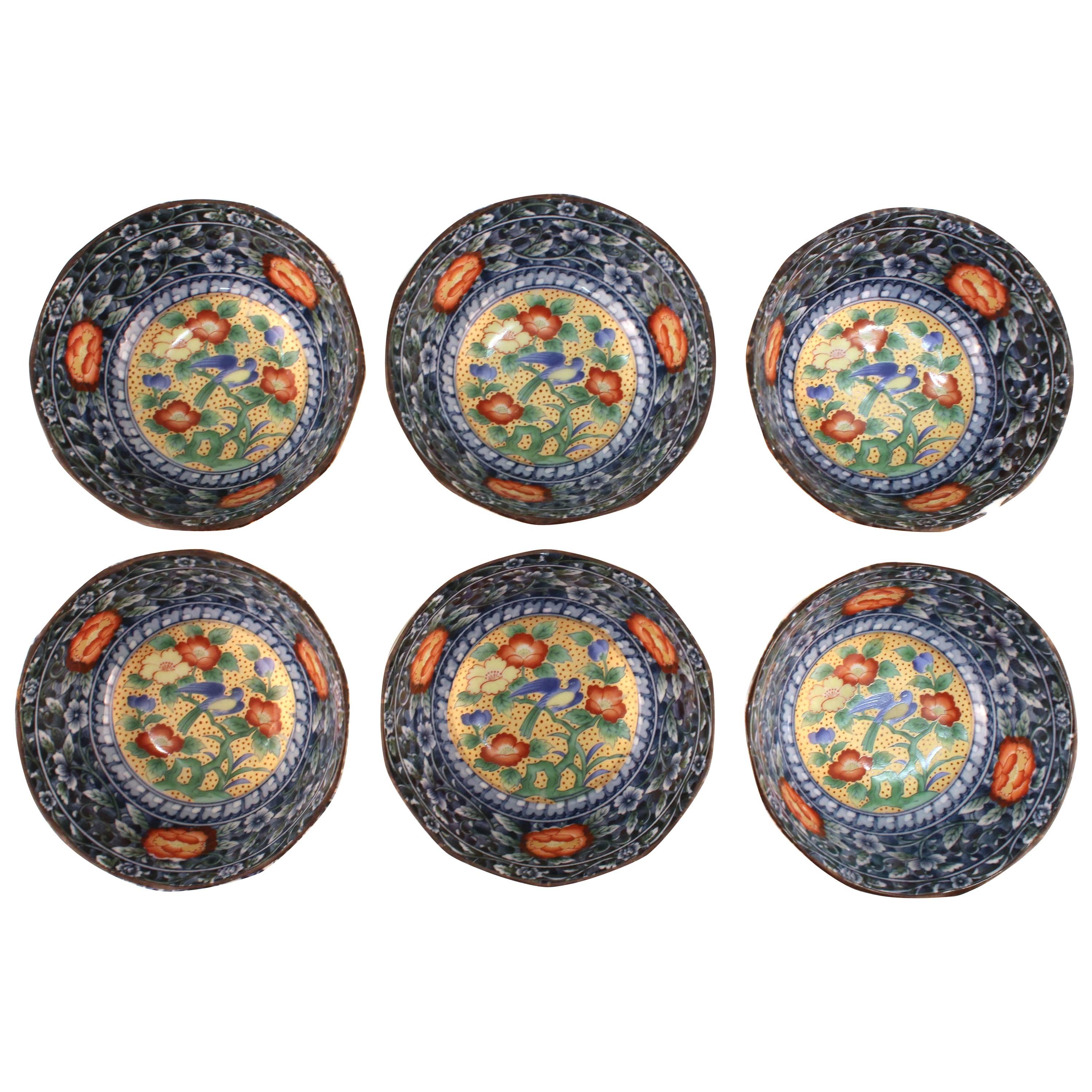 Set of Six Japanese Ceramic Bowls For Sale