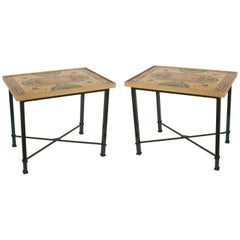 2 Roman Neo-Classic Faux Marble End Tables