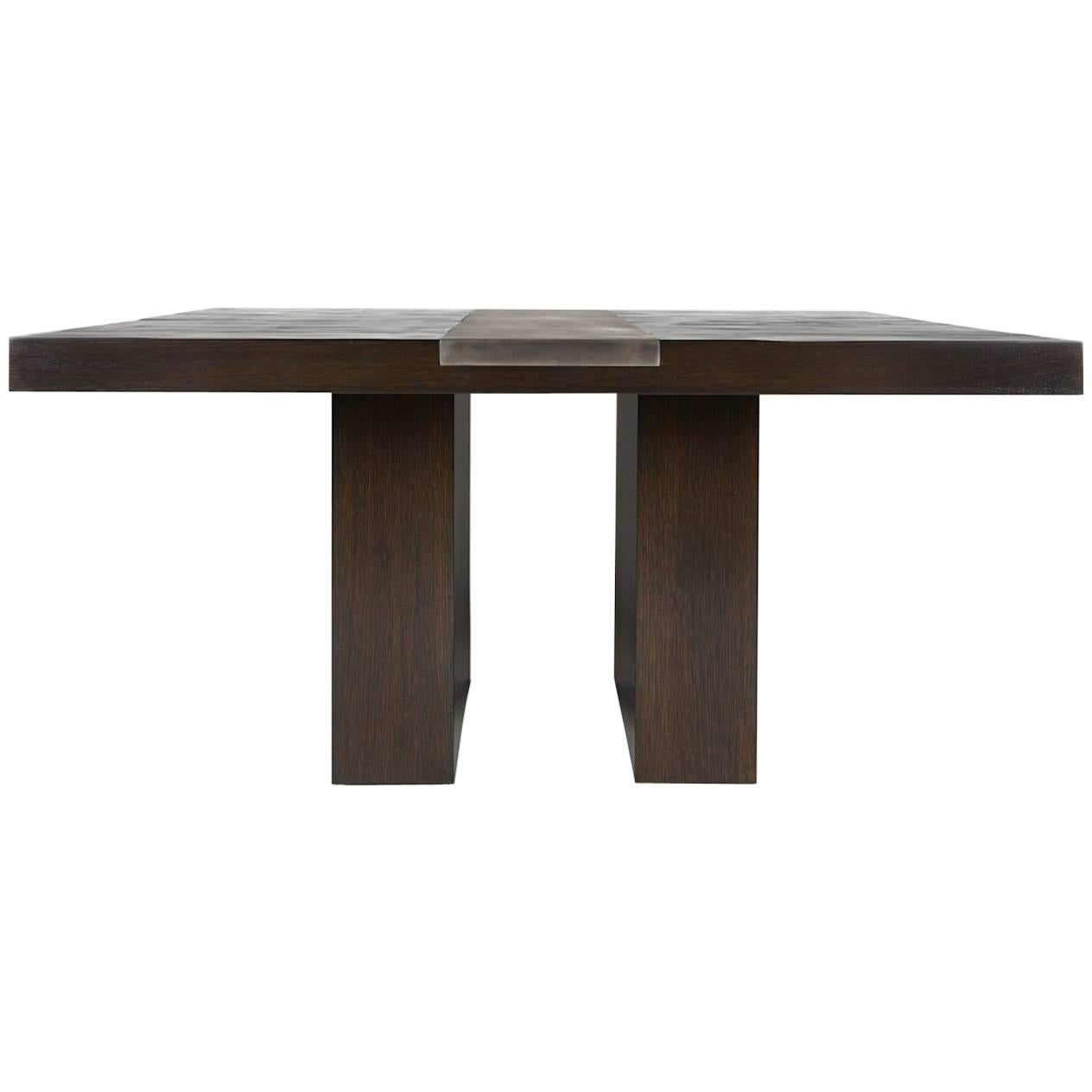 Valentine Dining Table Contemporary Split Bamboo and Steel by Aguirre Design For Sale