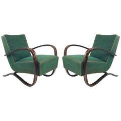 Pair of Jindrich Halabala Lounge Chairs in Original Upholstery