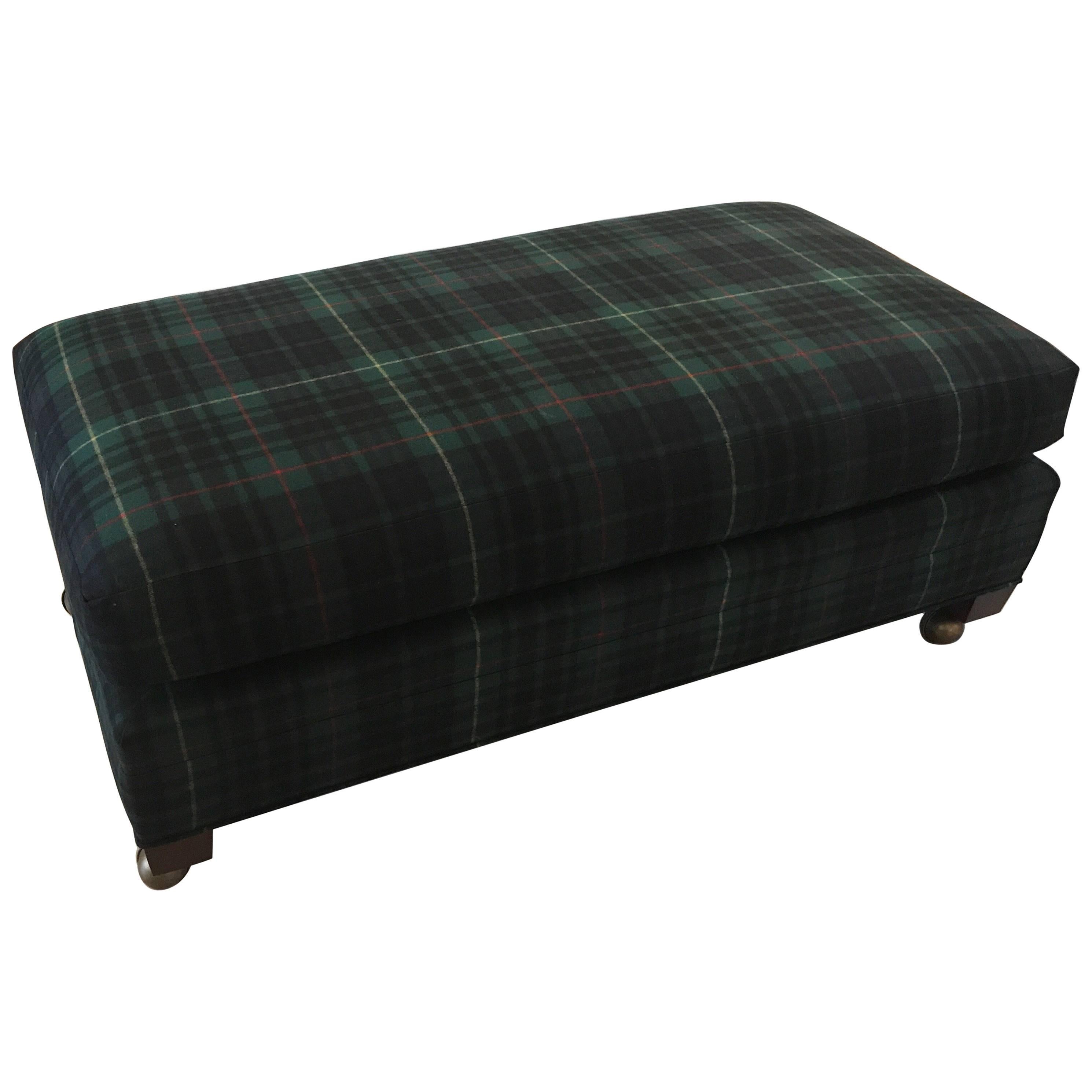 Footstool upholstered in 100% wool PLAID 