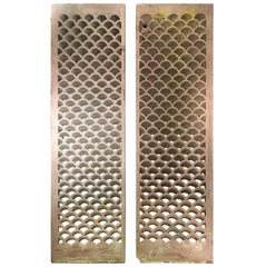 Pair of Antique Indian Carved Sandstone Jali Window Screens, Madhya Pradesh