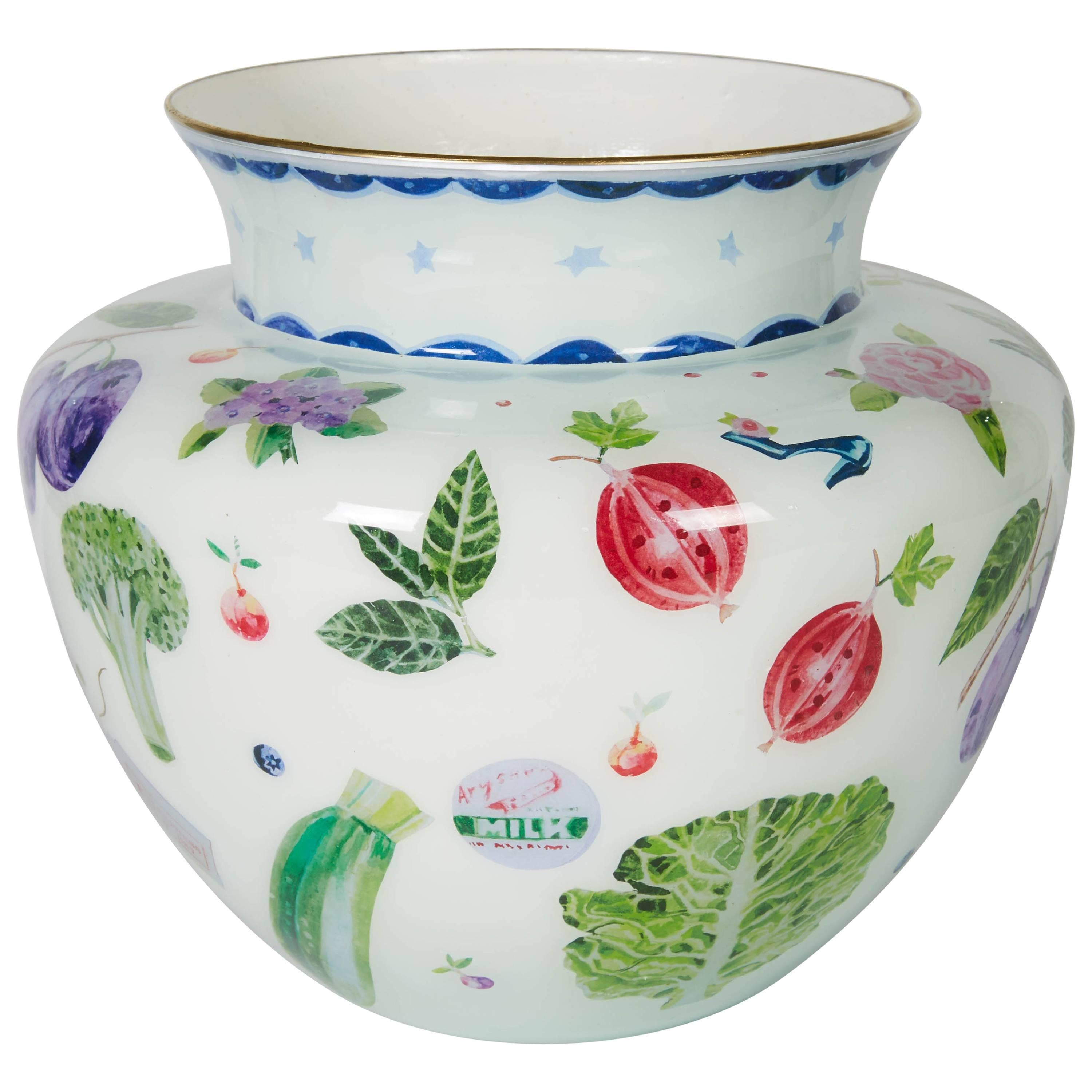 Cathy Graham Decoupage-Gingerglas-Vase im Angebot